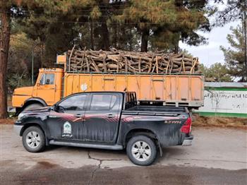 توقیف کامیون حامل 9 تن چوب فاقد مجوز قانونی در شهرستان کرمان